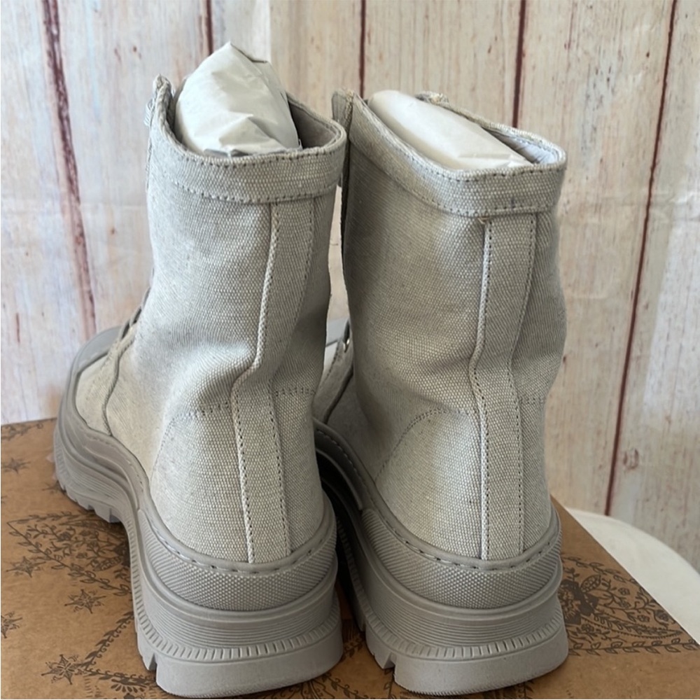 NWT Free People Military Boot Camp Out Canvas Dove Grey SZ 8 - Picture 14 of 15